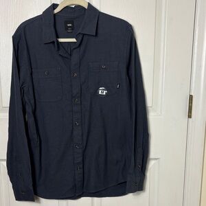 NEW NWT Vans Gray Bandfield  Tailored Fit Button Down Shirt Size Medium Cotton